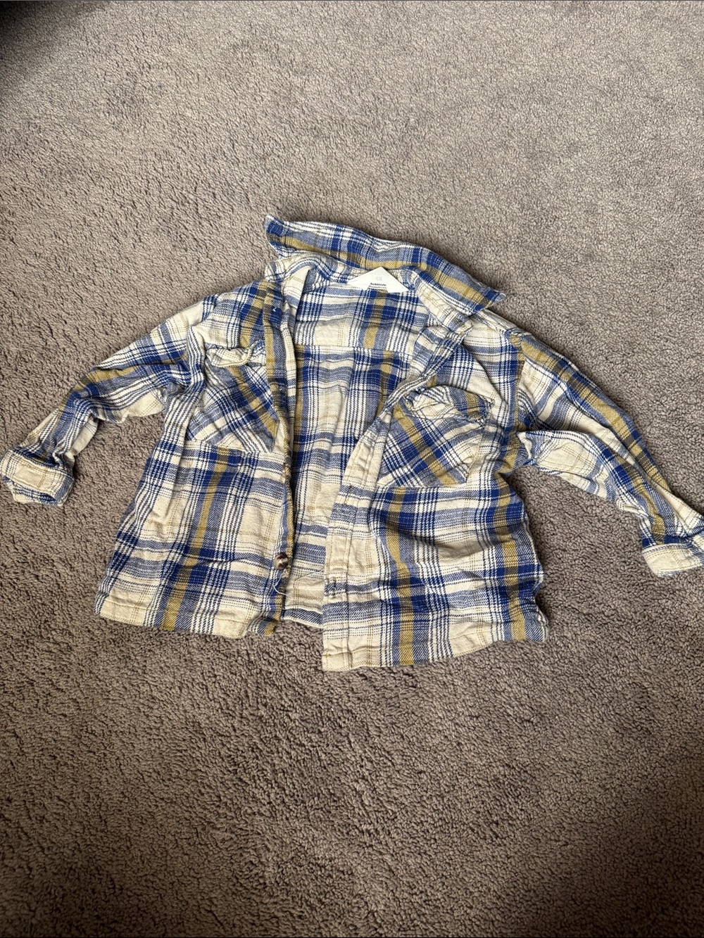 H&M Blue, Cream & Yellow Plaid Button-Up Shirt